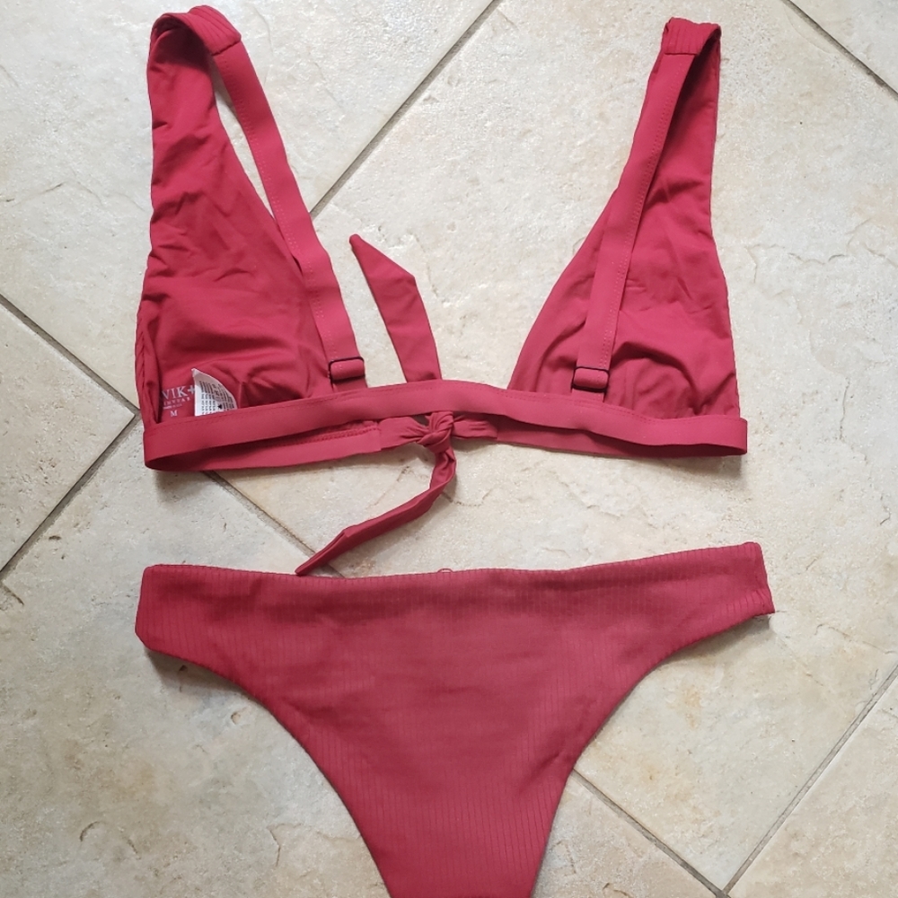 Tavik Caroline Red Ribbed Bikini Set medium - Picture 4 of 7